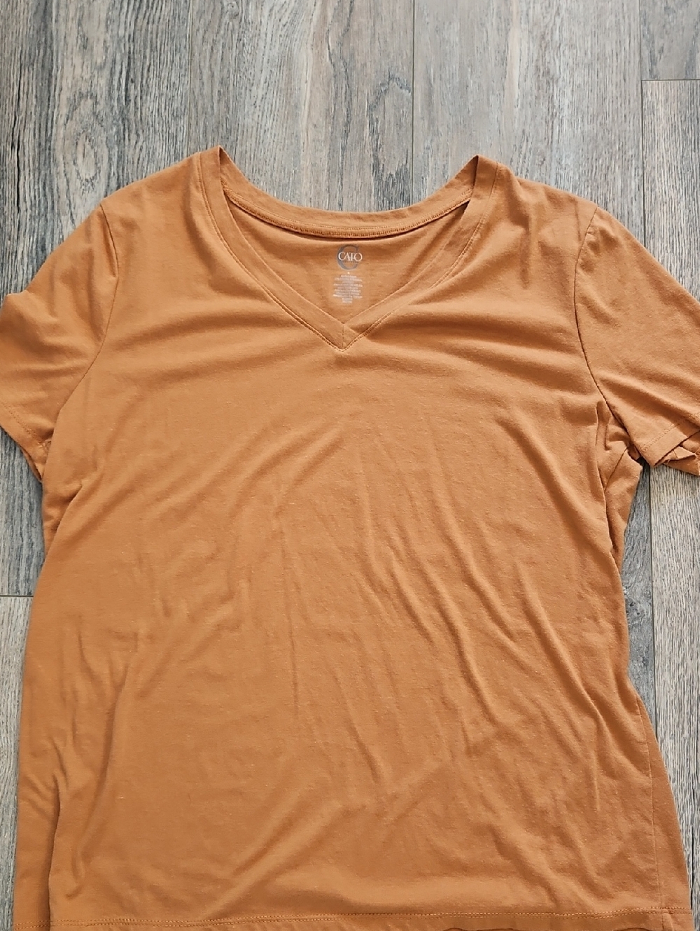 Cato Women's V-Neck Short Sleeve Tee - Camel Colored